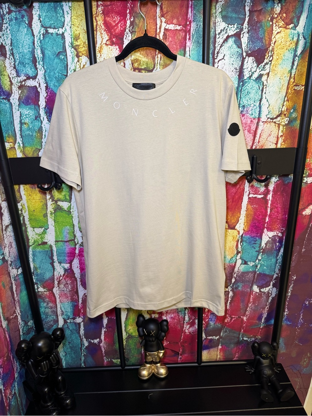 Moncler Short-Sleeve Crewneck T-Shirt in Light Beige